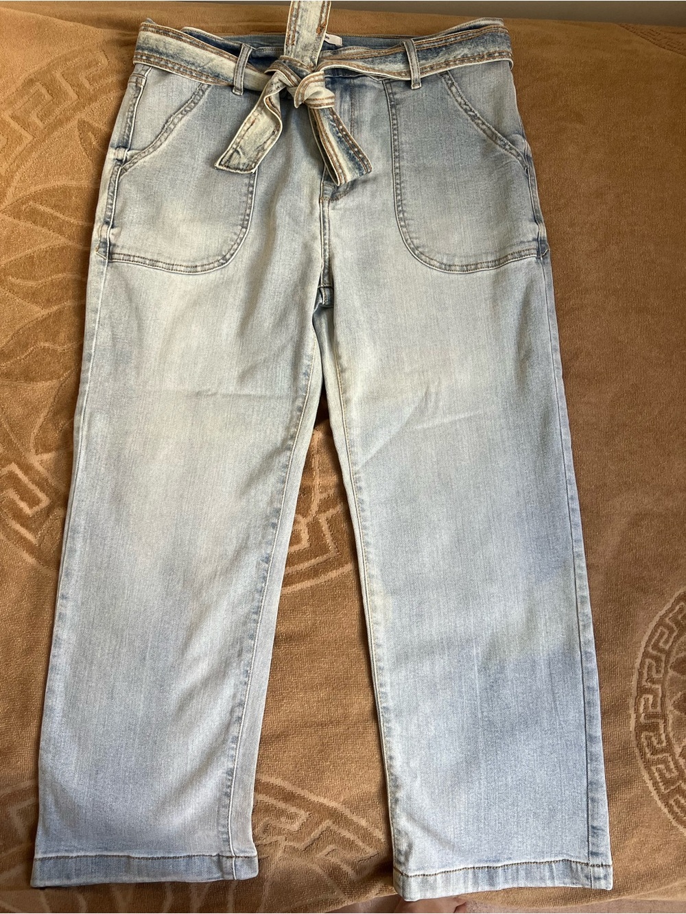 Kensie Light Blue Relaxed Men’s Jeans with Self-Tie Belt